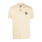 Beige Patch Compass Polo Shirt Stone Island , Beige , Heren