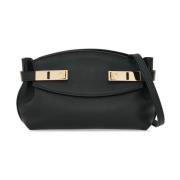 Zwarte Leren Schoudertas Gancini Salvatore Ferragamo , Black , Dames