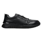 Heren Zwarte Leren Lage Sneakers Er00112892 Estro , Black , Heren