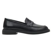 Zwarte Penny Loafers voor dames gemaakt van echt Italiaans leer Estro ...