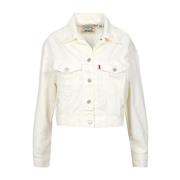 Witte Denim Jas Kraag Logo Levi's , White , Dames