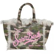 Camouflage Vanity Tas met Franjes MC2 Saint Barth , White , Dames