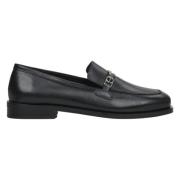 Dames Zwarte Leren Penny Loafers met een Zilveren Ketting Er00114527 E...