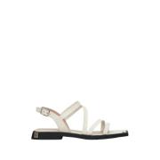 Dames Witte Leren Strappy Sandalen Er00112698 Estro , White , Dames