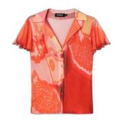 Bloemen korte mouw shirt in oranje Desigual , Multicolor , Dames