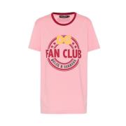 Katoenen T-shirt met Zijdesign Dolce & Gabbana , Pink , Dames