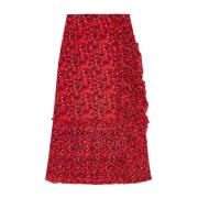 Flounce Midi Rok in Racing Red Ganni , Red , Dames