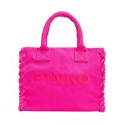 Stijlvolle Strand Shopping Tote Tas Pinko , Pink , Dames