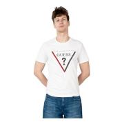 Elegante ronde hals T-shirt Guess , White , Heren