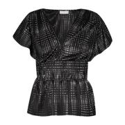 Gelamineerde blouse met strass Liu Jo , Black , Dames