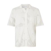 Korte Mouw Gebreide Shirt - Bloemen Samsøe Samsøe , White , Heren