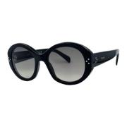 Retro Ovale Zonnebril met Iconische Stippen Celine , Black , Dames