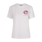 Witte Bloemenapplicatie Crew-Neck T-shirt Marni , White , Dames