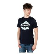 Klassieke Ronde Hals T-Shirt Guess , Blue , Heren