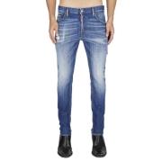 Skater Jeans - Blauw Gewassen Versleten Dsquared2 , Blue , Heren