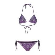 Bandana Print Lycra Bikini The Attico , Purple , Dames