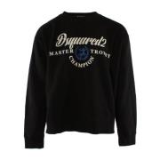 Zwarte Crewneck Sweater Oversized Design Dsquared2 , Blue , Heren