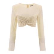 Beaded Mesh Top Self Portrait , Beige , Dames