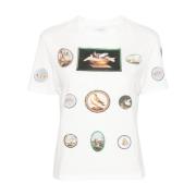 Geruit Print T-shirt Giambattista Valli , White , Dames