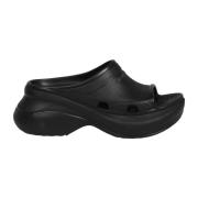 Rubber Slide Sandaal Crocs Samenwerking Balenciaga , Black , Dames