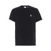 Zwart T-shirt met geborduurd logo Burberry , Black , Heren