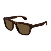 Sportieve Vierkante Zonnebril Bruine Lenzen Gucci , Brown , Dames