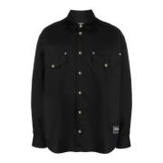 Zwarte Basic Shirt met Logo Applicatie Versace Jeans Couture , Black ,...