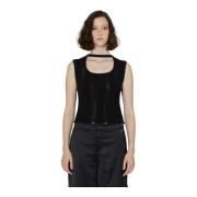 Geperforeerde Mouwloze Ronde Hals Top John Richmond , Black , Dames