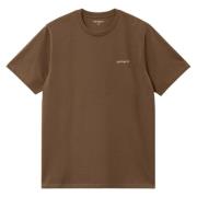 Script Borduurwerk T-Shirt Wit Carhartt Wip , Brown , Heren