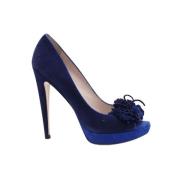 Pre-owned Suede heels Miu Miu Pre-owned , Blue , Dames