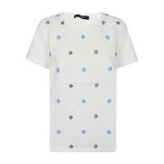 Witte Geometrisch Geborduurd Katoenen T-shirt Max Mara Weekend , White...
