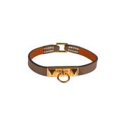 Pre-owned Leather bracelets Hermès Vintage , Gray , Dames