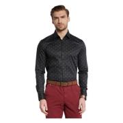 Zwarte Katoenen Slim Fit Overhemd Hugo Boss , Black , Heren