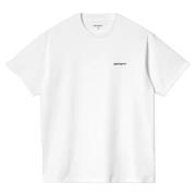 Script Borduurwerk T-Shirt Wit Zwart Carhartt Wip , White , Heren