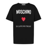 Biologisch katoenen T-shirt met logo borduurwerk Moschino , Black , Da...
