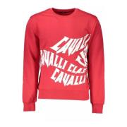 Rode Katoenen Trui Stijlvol Print Logo Cavalli Class , Red , Heren