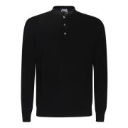 Zwarte Fijngebreide Polosweatshirt Drumohr , Black , Heren