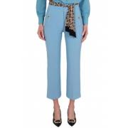 Elegante Cropped Crêpe Broek Elisabetta Franchi , Blue , Dames