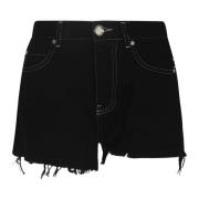 Zwarte Katoenen Shorts met Geborduurd Ontwerp Pinko , Black , Dames