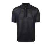 Zwarte Polo Zip T-shirt Emporio Armani , Black , Heren