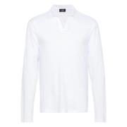 Linnen Polo Shirt Lange Mouw Barba , White , Heren