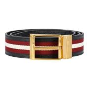 Grained leather and fabric belt Bally , Multicolor , Heren