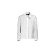 Ramie Stof Shirt met Moderne Stijl Moorer , White , Dames