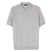 Luxe Cashmere Silk Polo Shirt Colombo , Gray , Heren
