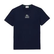 Blauw Katoenen Heren T-shirt Lacoste , Blue , Heren