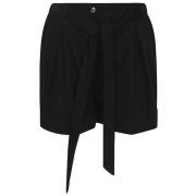 Zwarte Katoenen Poplin Geplooide Shorts Pinko , Black , Dames