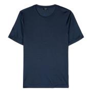 Luxe Zijden T-shirt Made in Italy Barba , Blue , Heren