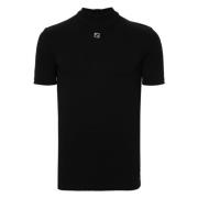 Logo Plaque Stretch T-shirt Fendi , Black , Heren