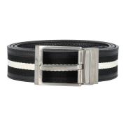 Grained Leather and Fabric Belt Bally , Multicolor , Heren