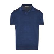 Luxe Wol Zijde Polo Shirt Canali , Blue , Heren